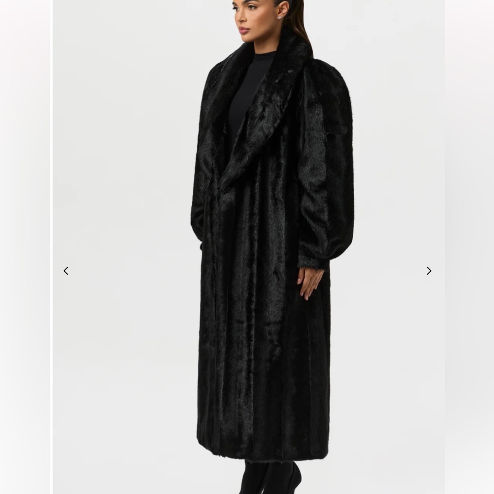 Naked Wardrobe Faux Mink Long Coat - Picture 3 of 9